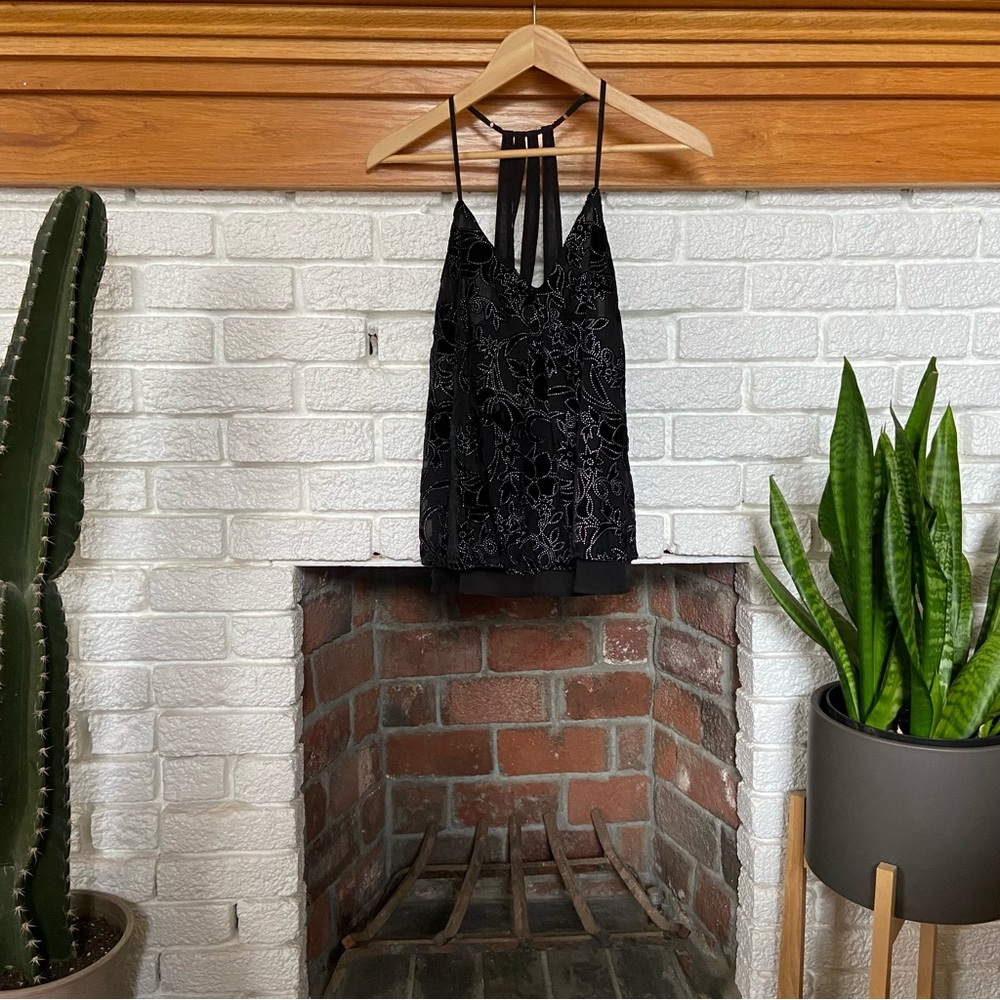 Lucky Brand Sleeveless, Backless Black Blouse